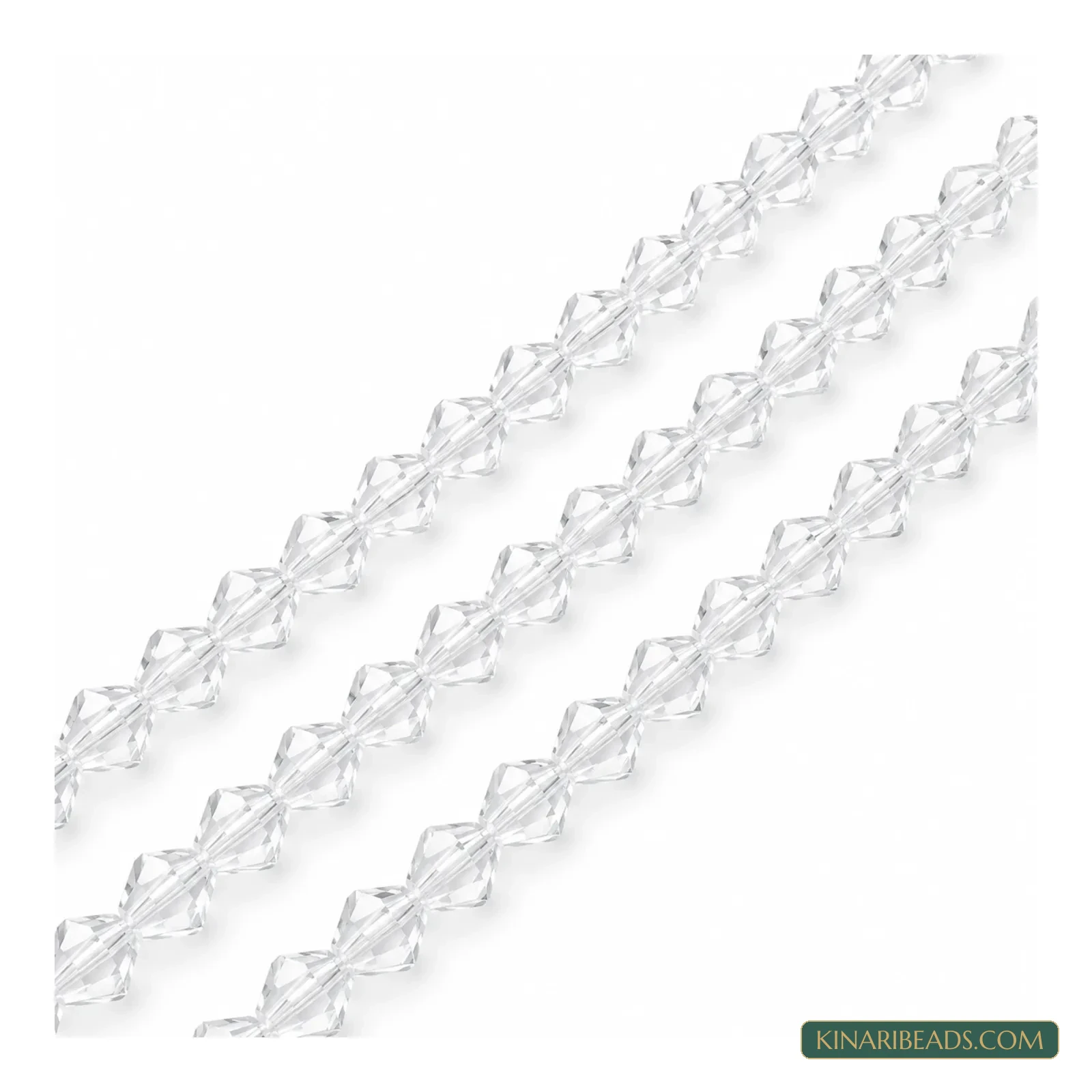 6mm Faceted Crystal Bicone Glass Beads - 1 String - White colour